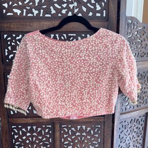 Brand New heavy Embroidered Pastel Pink Blouse