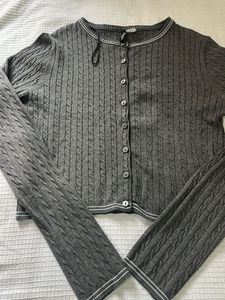 Gray cableKnit Cardigan