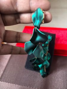 Green Floral Drop Earrings