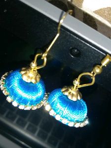 Teal Jhumka Earrings