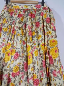 Yellow with Floral Print Ethnic Skirt ( Women&#39;s)