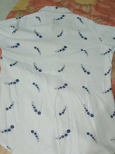 Blue Patterned Button-Down Shirt
