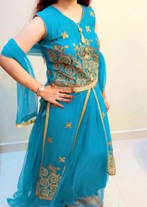Teal Embroidered Anarkali Dress