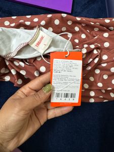 Women Coffee Brown &amp; White Polka Dots Print Dress