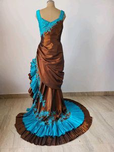 Unique Brown &amp; Turquoise Gown