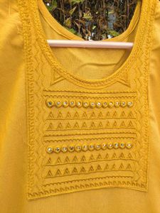 Yellow Embroidered Kurta