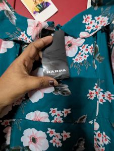 Floral Ruffle Teal Mini Dress