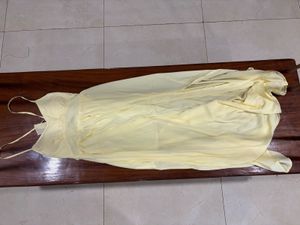 Padded butter yellow backless maxi dress