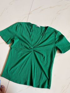 ZARA Green Knotted Top