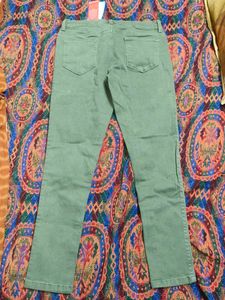 Green Straight Leg Denim Jeans