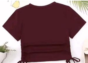 Burgundy Ruched Crop Top