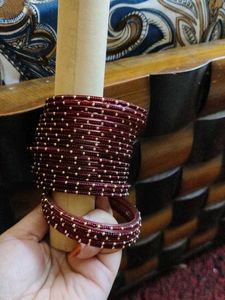 beaded maroon bangles