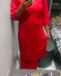 Red New Kurta With Golden Work