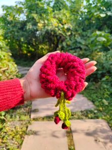Handmade Crochet Flower Scrunchie