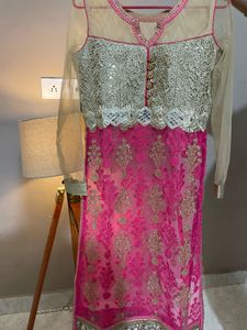 Elegant Pink & Gold Embroidered Kurta