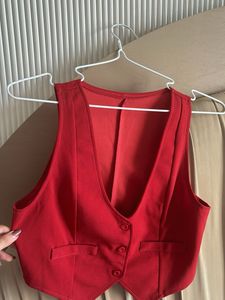 Red Cropped Vest Top
