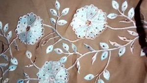 Silk Blend Chiffon Burkha, Peach Long Length 5ft