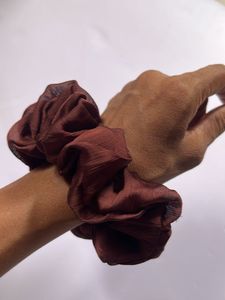 Chiffon Scrunchie Set - Brown &amp; Mauve