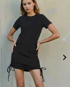 Black Drawstring Mini Dress
