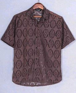 Black,White,Brown Lace Net  Shirt Pack Of 3