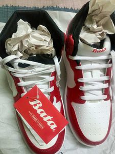 Bata Stylish Red &amp; White Sneakers