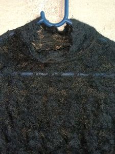 See-through Lace Top Mock Neck Black 🖤