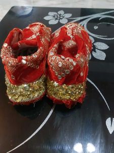 Red Sequin Embellished Shoes