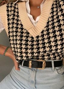 Houndstooth Knit Vest