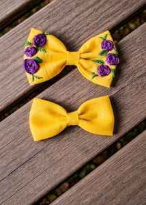 Yellow Floral Hair Bow Set