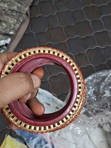 Red &amp; Gold Bangles (Set of 4)