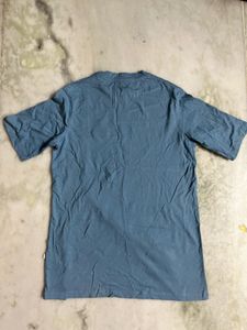 Blue Graphic T-Shirt front side slit t-shirt