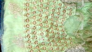 Pista Green Party Wear Frock New And Add Surprise