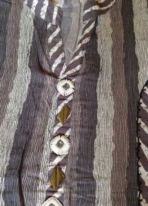 Striped Button-Down Tunic Top