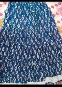 Boho Blue Floral Maxi Skirt