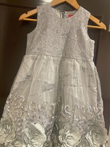 Grey Dress With Applique Work And Sequins