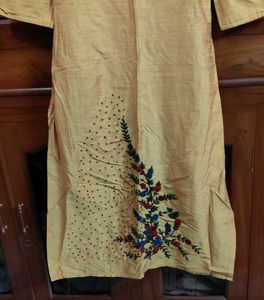 Embroidered Mustard Kurti
