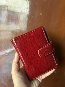 Cherry Red Faux Croc Wallet