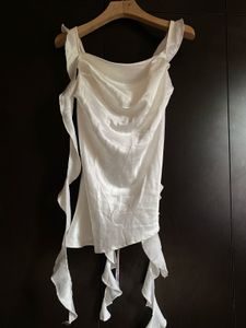 Chic White Satin Draped Top