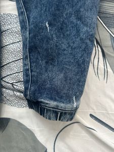 Acid Wash Denim Cargo Joggers