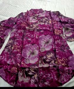 Floral Print Button-Up Shirt For Women