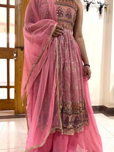 Embroidered Pink Ethnic Gown