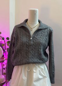 Gray Cable Knit Sweater