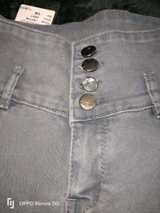 Gray High-Waisted Jeans