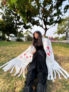 Cozy White Floral Scarf