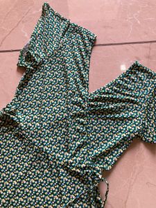 Dots Print Green Midi Dress