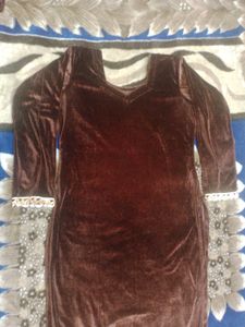 Brown Shaneel kurti &amp; Pajama suit