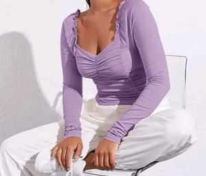 Purple Ruched Long Sleeve Top