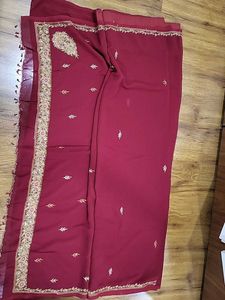 chiffon Maroon Saree