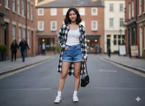 Long Length Shrug + Low Waist Shorts