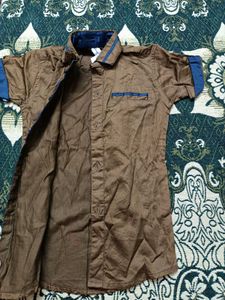 Boy&#39;s Brown Button-Down Shirt